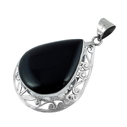 Natural Onyx Gemstone Pendant Boho 925 Sterling Silver Indian Jewelry H8