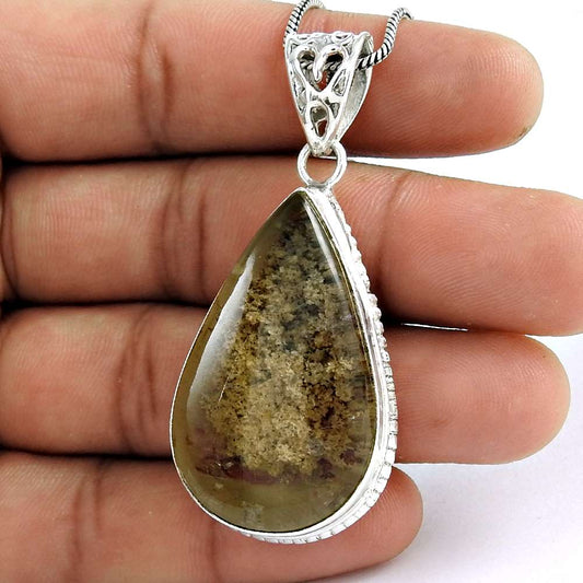 Halloween Gift 925 Sterling Silver Natural Golden Rutile Pendant Ethnic B15