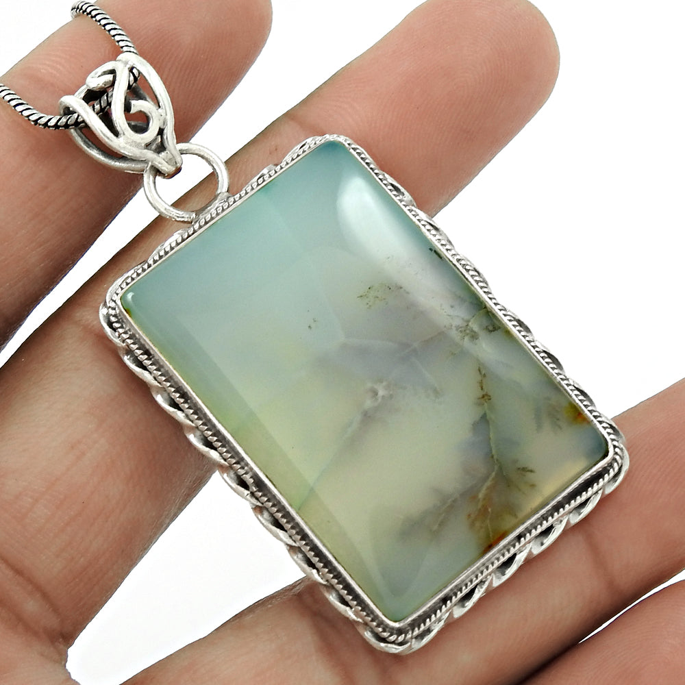 Christmas Gift 925 Sterling Silver Natural Chalcedony Gemstone Pendant S5