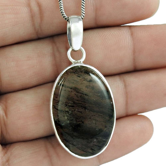 Wedding Gift For Her 925 Silver Natural Rutilated Quartz Pendant Vintage S13