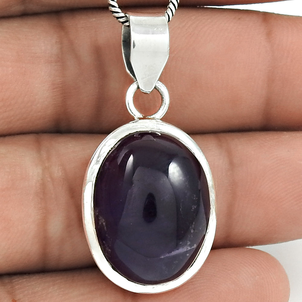 Natural Amethyst Gemstone Jewelry 925 Sterling Silver Pendant Christmas Gift A6