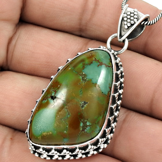 Christmas Gift Natural Turquoise Gemstone Pendant 925 Sterling Silver K6