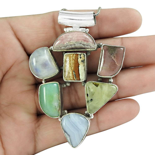 Halloween Gift 925 Sterling Silver Natural Jasper Gemstone Jewelry Pendant Y8