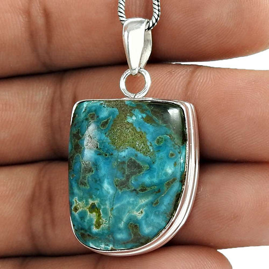 Halloween Gift Pendant 925 Sterling Silver Natural Azurite Gemstone U20