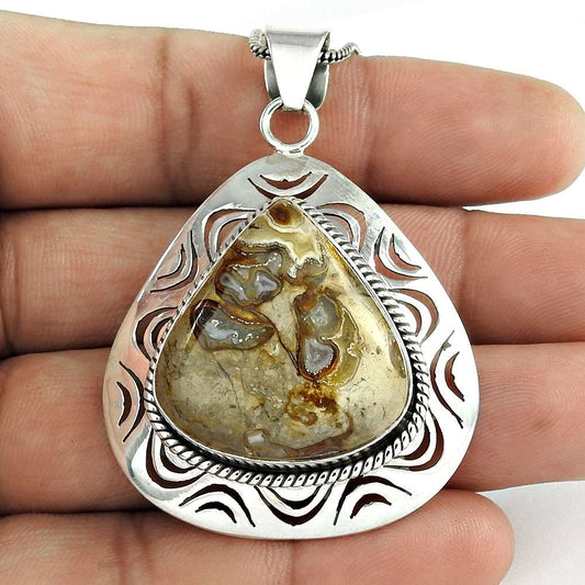 Gift For Women Pendant Boho 925 Silver Natural Poppy Jasper Gemstone A10