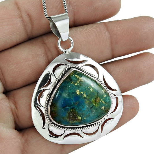 Halloween Gift 925 Sterling Silver Natural Turquoise Gemstone Jewelry Pendant S6