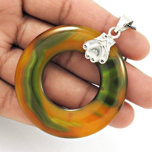 Natural Onyx Gemstone Pendant 925 Sterling Silver Christmas Gift Jewelry K6