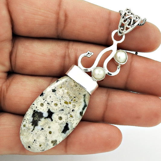 Natural Jasper Gemstone Pendant 925 Sterling Silver Christmas Gift Jewelry M6