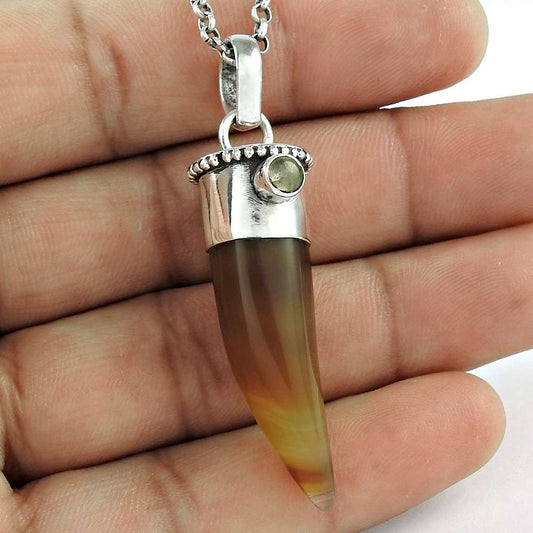 Natural Onyx Gemstone Jewelry 925 Sterling Silver Pendant Boho For Women V3