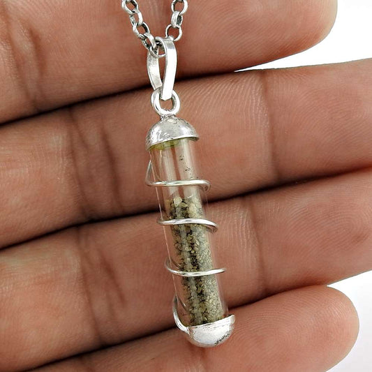 Pendant Sand 925 Solid Sterling Silver Handmade Indian Jewelry Z18