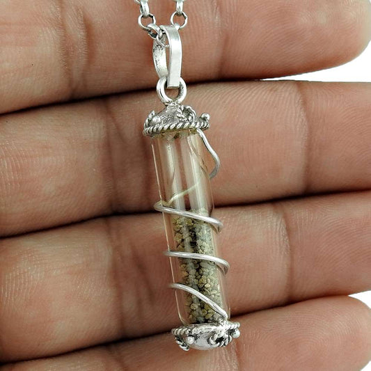 Pendant Sand 925 Solid Sterling Silver Handmade Indian Jewelry T6