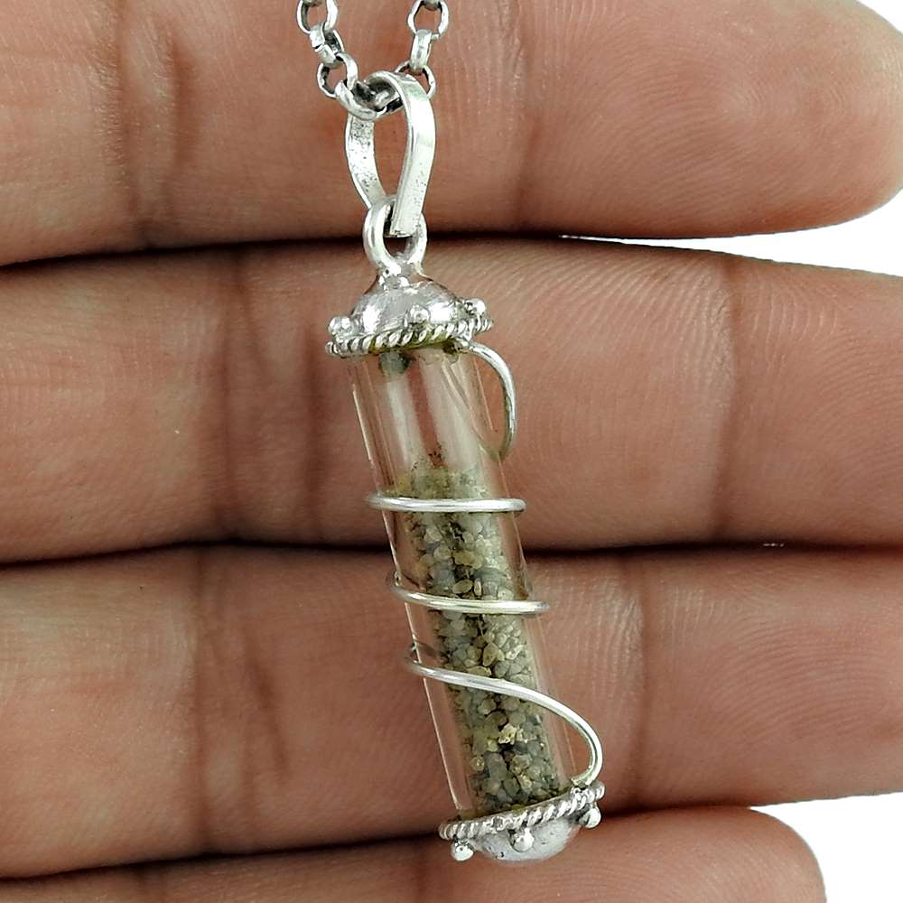 Pendant Sand 925 Solid Sterling Silver Handmade Indian Jewelry D7