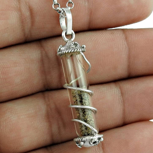 Pendant Sand 925 Solid Sterling Silver Handmade Indian Jewelry O6