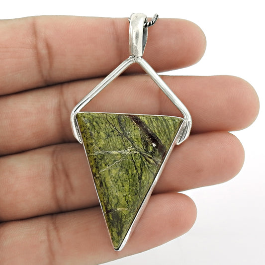 Natural Canadian Jade Gemstone Christmas Gift Pendant 925 Sterling Silver I7