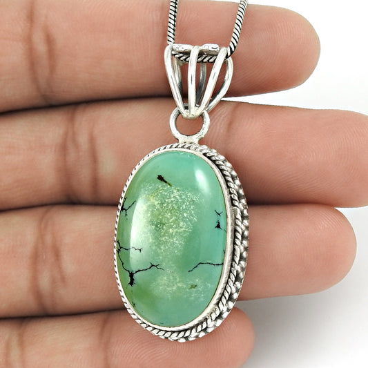 Natural Turquoise Gemstone Christmas Gift Jewelry 925 Sterling Silver Pendant G9