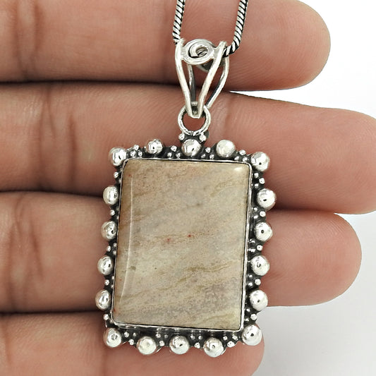 Christmas Gift Pendant Ethnic 925 Silver Natural Imperial Jasper Gemstone C16