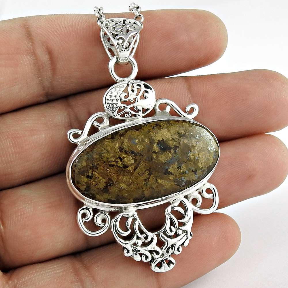 Gift For Women Pendant Tribal 925 Sterling Silver Natural Jasper Gemstone O15
