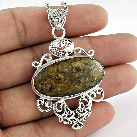 Gift For Women Pendant Tribal 925 Sterling Silver Natural Jasper Gemstone O15