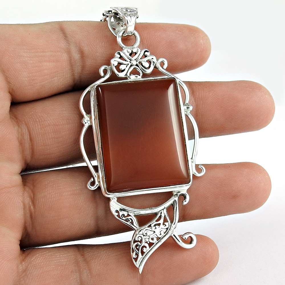 Natural Onyx Gemstone Pendant Boho 925 Sterling Silver Jewelry For Women O11