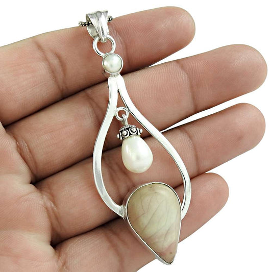 Halloween Gift 925 Sterling Silver Natural Opal Gemstone Pendant M17