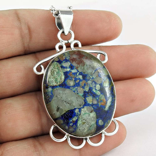 Anniversary Gift For Her Natural Lingolite Pendant Ethnic 925 Silver Z55
