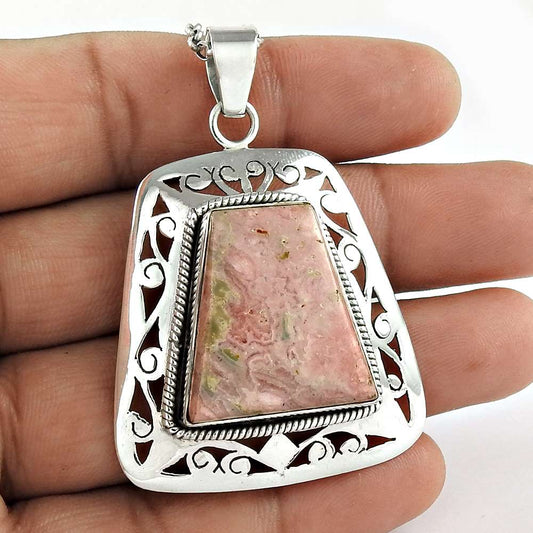 Gift For Women Pendant Bohemian 925 Silver Natural Rhodochrosite Gemstone C73