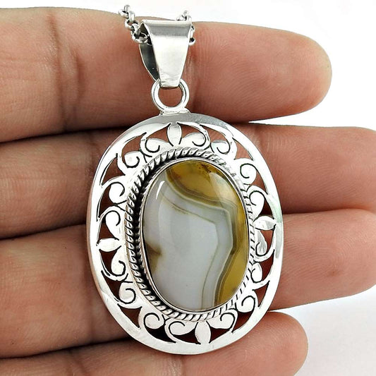 Natural Rain Forest Gemstone Pendant 925 Sterling Silver Indian Jewelry R11