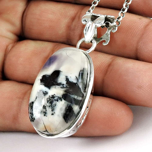 Party Wear 925 Sterling Silver Tiffany Gemstone Pendant Vintage Jewelry D48
