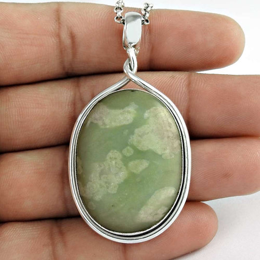 Birthday Gift For Her Natural Sea Poligry Pendant Vintage 925 Silver C75