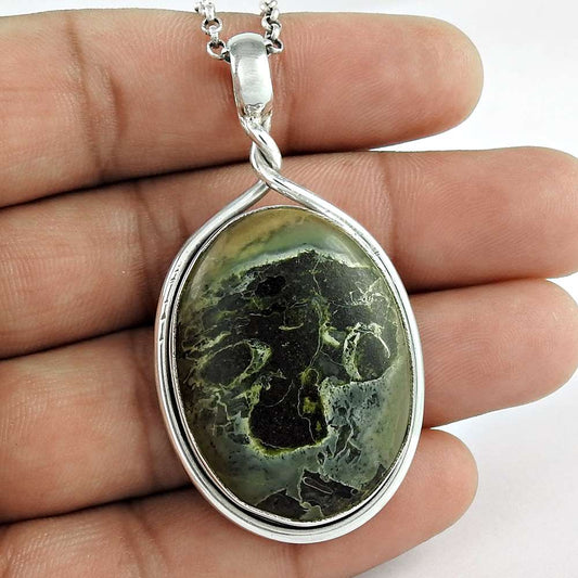 Natural Jasper Gemstone Pendant Bohemian 925 Sterling Silver For Girls H21