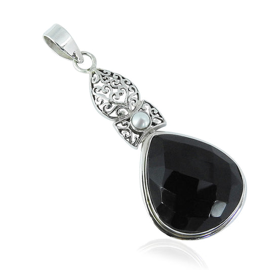 Natural Onyx Gemstone Christmas Gift Jewelry 925 Sterling Silver Pendant K10