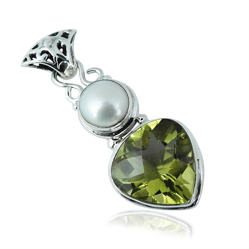 Christmas Gift 925 Sterling Silver Natural Lemon Topaz Gemstone Pendant U10