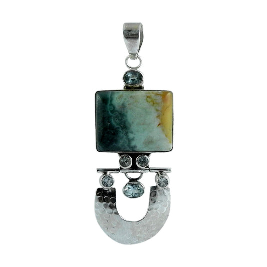 Christmas Gift 925 Sterling Silver Natural Jasper Gemstone Pendant R11