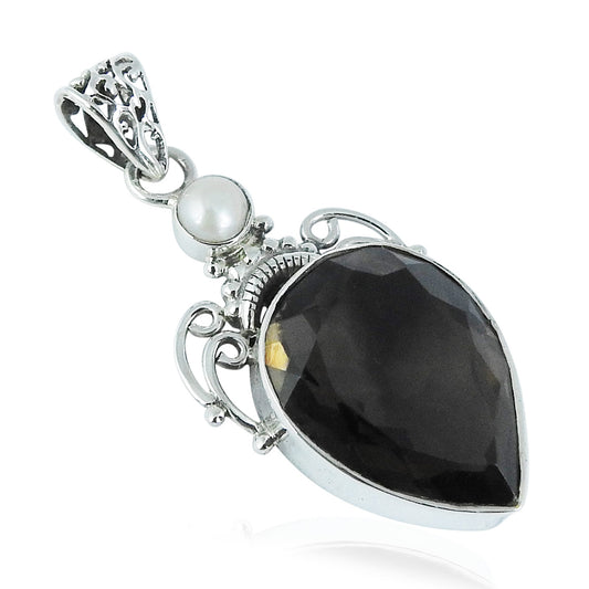 Natural Smoky Quartz Gemstone Pendant 925 Sterling Silver Christmas Gift Y10