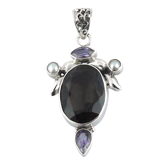 Natural Smoky Quartz Gemstone 925 Sterling Silver Christmas Gift Pendant J11