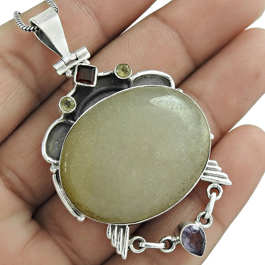 Christmas Gift Natural Jasper Gemstone Pendant 925 Sterling Silver A17