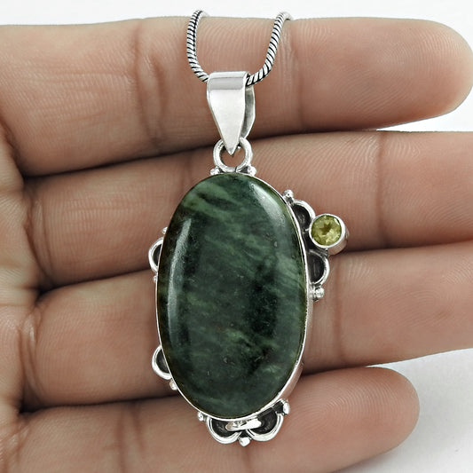 Christmas Gift Jewelry Pendant 925 Sterling Silver Natural Jasper Gemstone B11