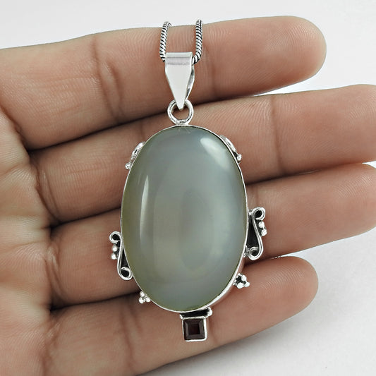 Natural Moonstone Gemstone Christmas Gift Pendant Boho 925 Sterling Silver X11