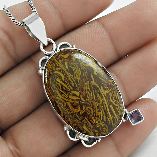 Christmas Gift Jewelry Pendant 925 Sterling Silver Natural Jasper Gemstone D11