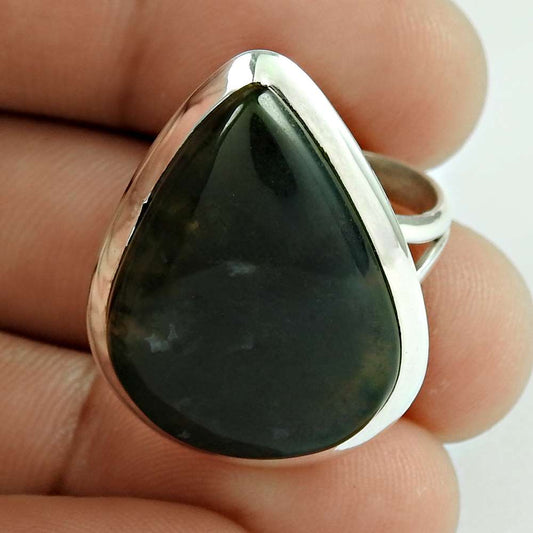 Gift For Her Natural Scenic Agate Solitaire Boho Ring Size 9 925 Silver F38