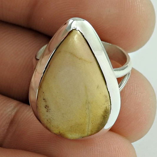 Natural Jasper Gemstone Statement Boho Ring Size 6 925 Silver For Girls H38