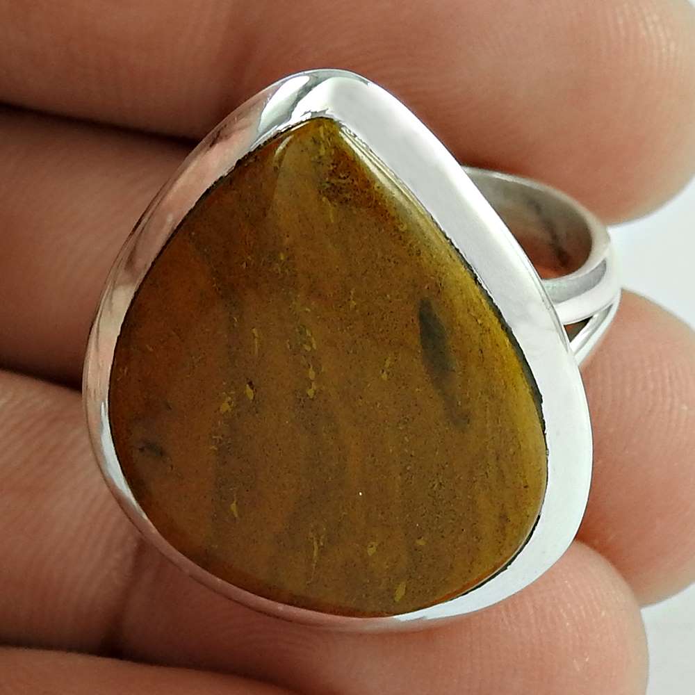 Gift For Her Natural Aventurine Statement Bohemian Ring Size 8 925 Silver J38