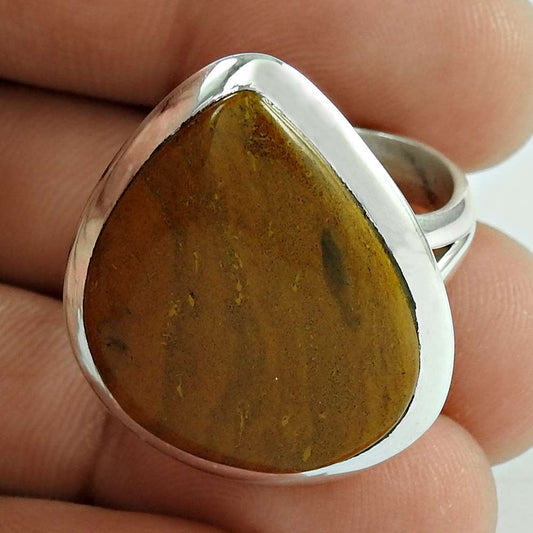 Gift For Her Natural Aventurine Statement Bohemian Ring Size 8 925 Silver J38