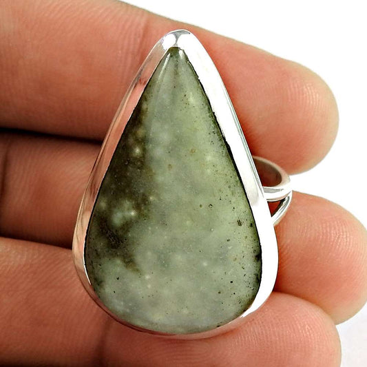 Woman Gift 925 Silver Natural Calcite Gemstone Solitaire Ring Size 8.5 F1