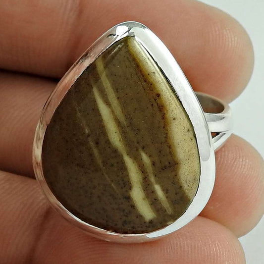 Woman Gift 925 Silver Natural Jasper Gemstone Cocktail Ring Size 7 G1