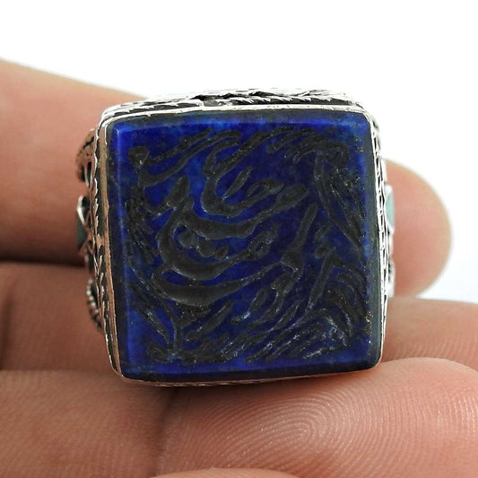 Daily Wear 925 Sterling Silver Lapis Inlay Gemstone Ring Jewellery