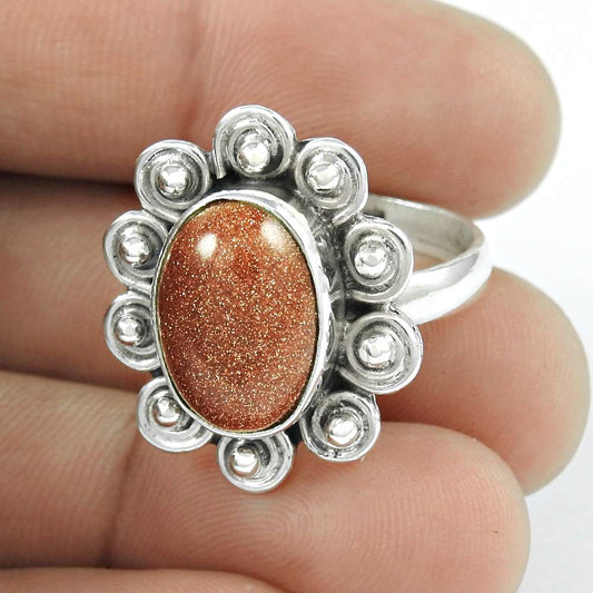 Big Love's Victory 925 Silver Red Sunstone Ring