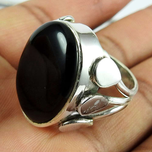 925 Sterling Silver Vintage Jewellery High Polish Black Onyx Gemstone Ring Fournisseur