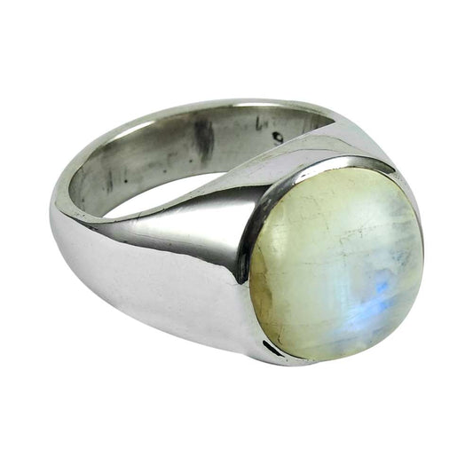 Natural Rainbow Moonstone Solitaire Ring Size 8 925 Silver For Women G2