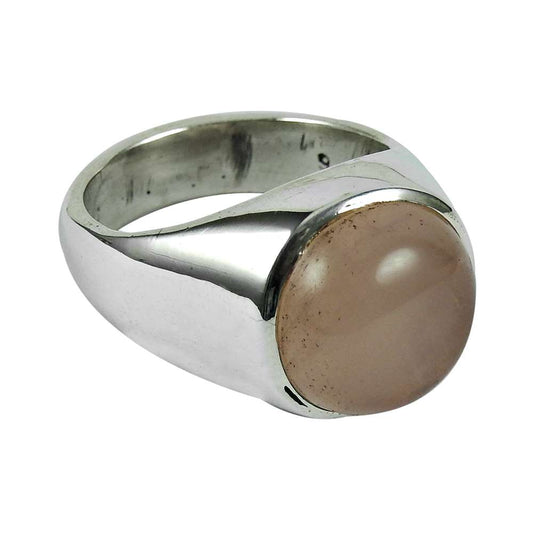 Natural Rose Quartz Gemstone Statement Ring Size 6 925 Sterling Silver H2